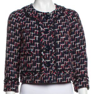 Kate spade tweed red white navy blue jacket textured versatile